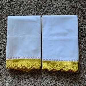 Vintage Hand-Embroidered Lace Pillowcases